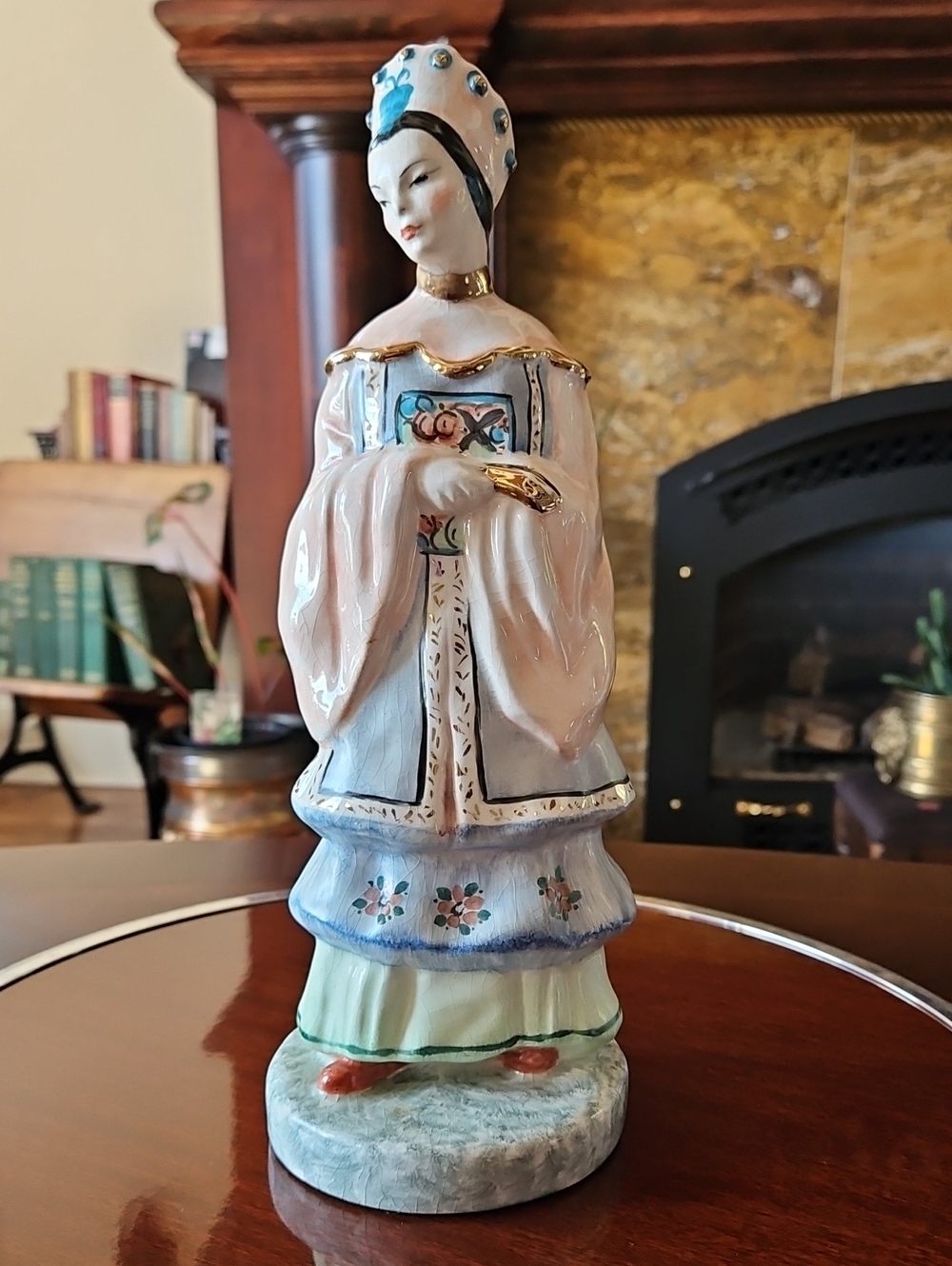 VTG California Dresden by Avis Wright Porcelain Figurine – 11” Tall Gilt Detail